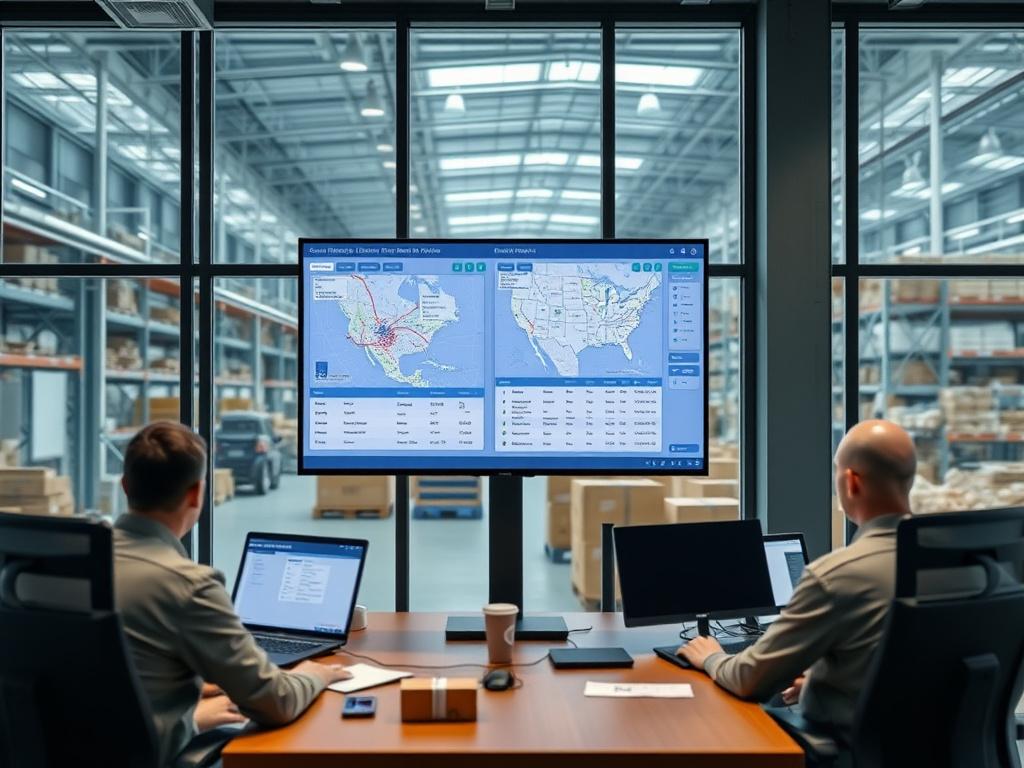 Lintas Cargo operations room with shipment tracking portal on screen