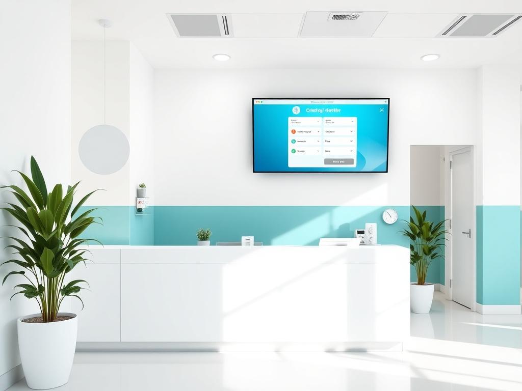 Klinik Pergigian Suria reception with booking website on display